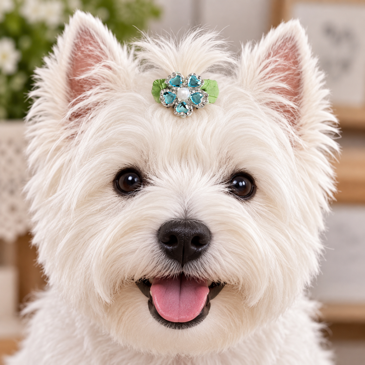 Blue Gem Flower Pet Hair