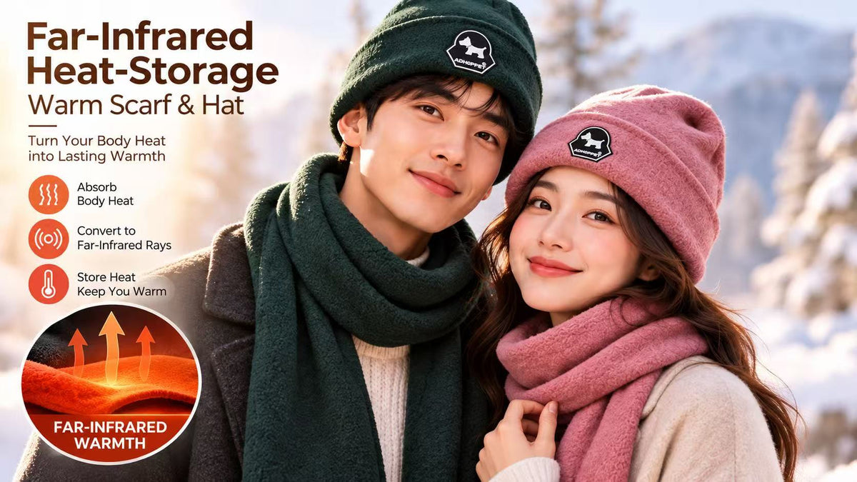 Far-Infrared Heat-Storage Warm Scarf and Hat