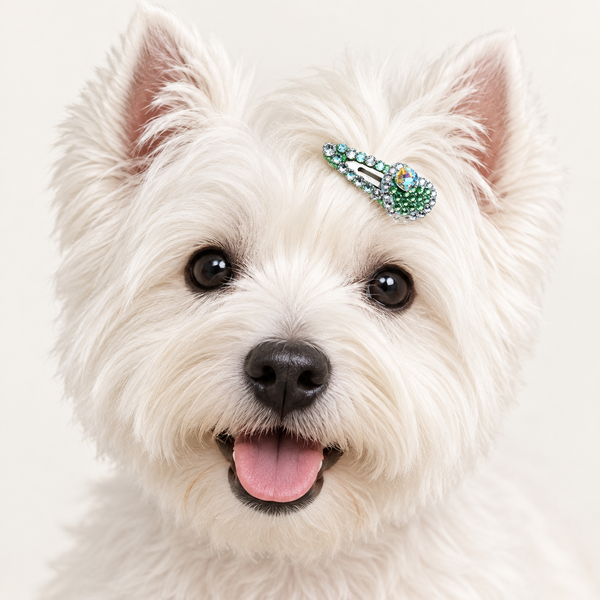 Emerald Teardrop Rhinestone Pet Hair Clip