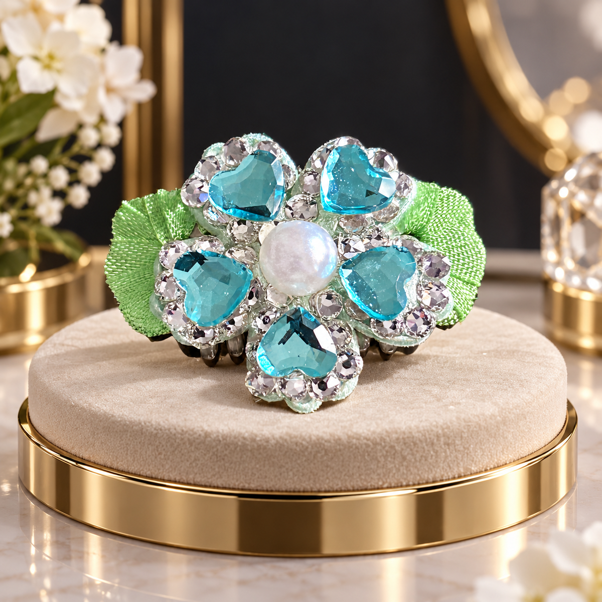 Blue Gem Flower Pet Hair